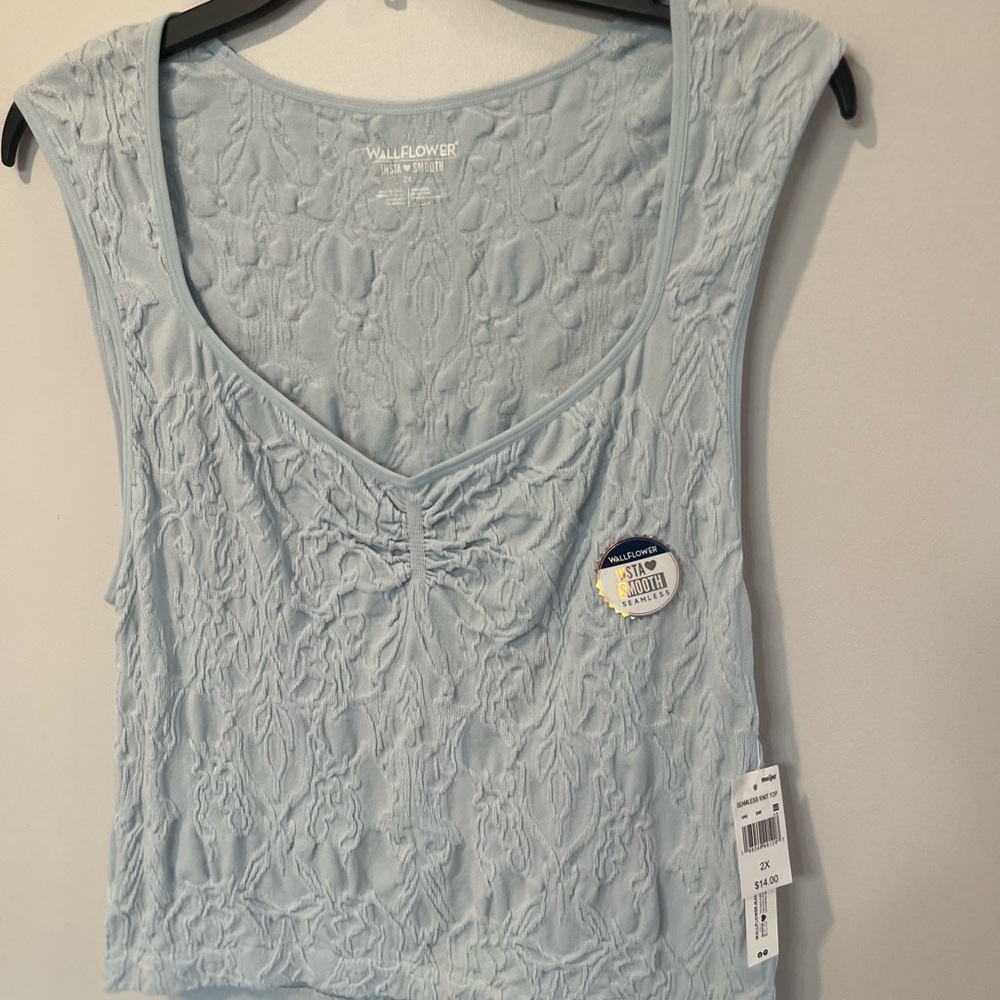Wallflower Soft Blue Textured Tank Top
